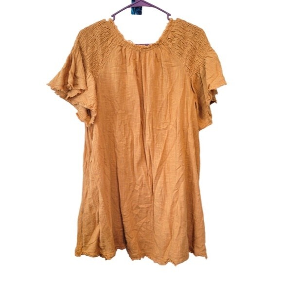 Free People Rosie Tunic Boho Gauzy Cotton Size Small Oversized in orange/tan - Picture 2 of 8